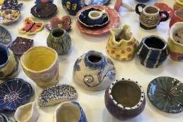a colourful collection of handmade ceramics