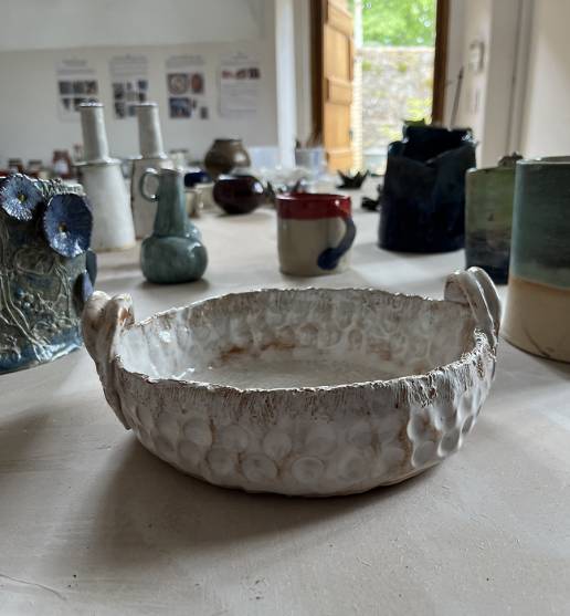 close up of handmade ceramic dish